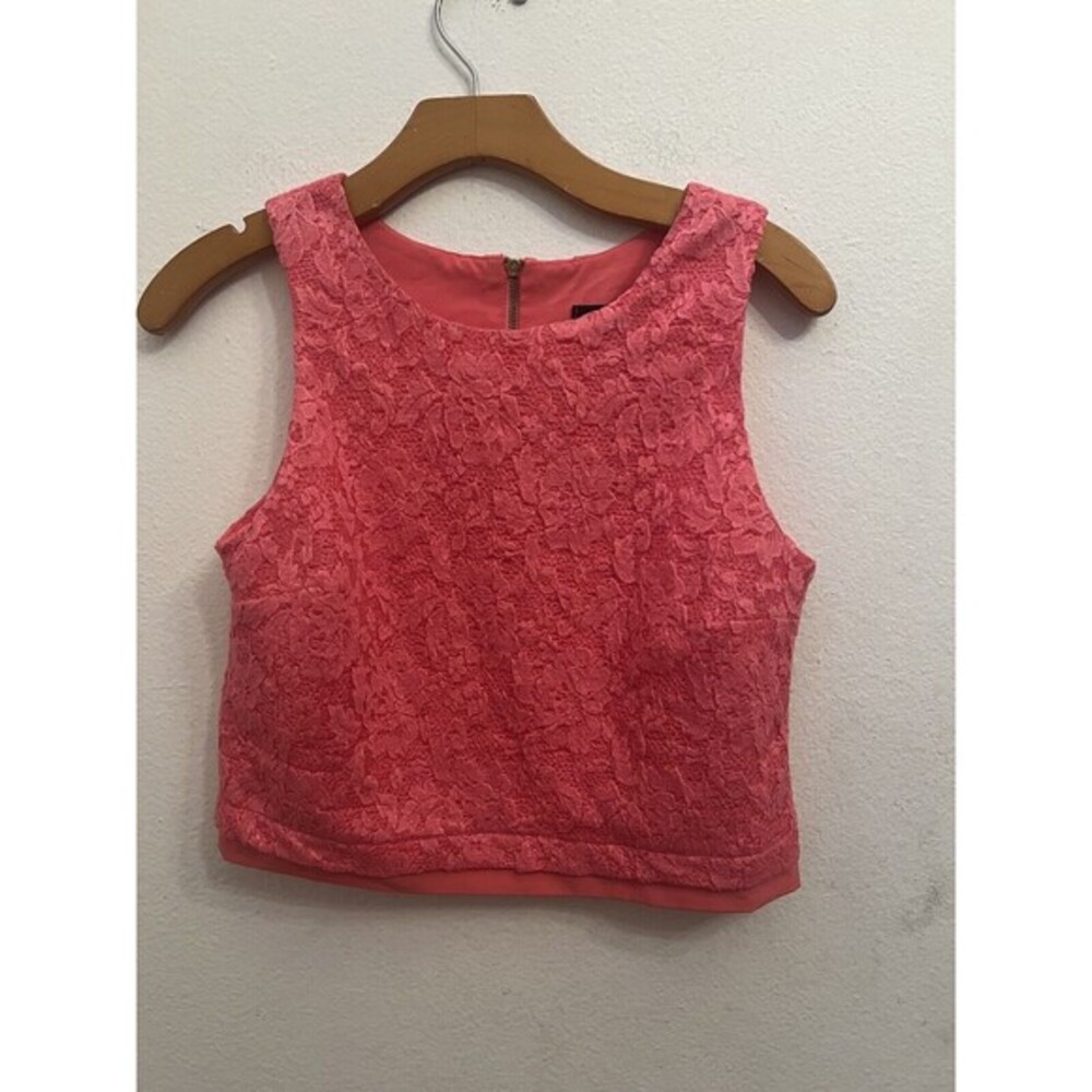 AQUA Lace Sleeveless Blouse - Coral Pink